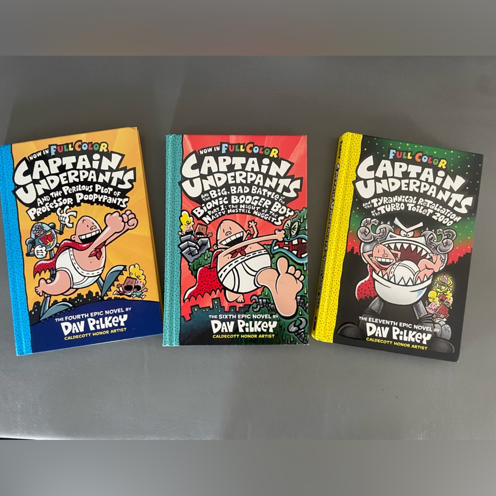 Captain Underpants Hardcover Book Bundle of 3 EUC